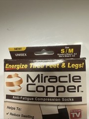 Miracle Copper Anti-Fatigue Compression Socks, S/M, Black, 1 Pair, NIB, Unisex