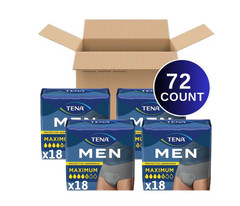 TENA Protective Underwear for Men, Maximum, XL, 72 count (Waist size 45in-58in)
