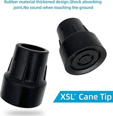 Natural Rubber 1 Inch Cane Tips – Pack of 2, Metal Reinforced for Reliability