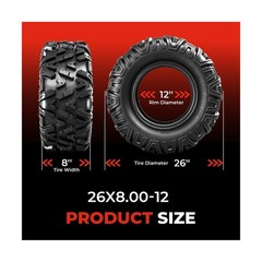 ATV/UTV Tires 26×8-12,All-Terrain Mud Tires 26x8x12,6-Ply,Non-Directional Tre…
