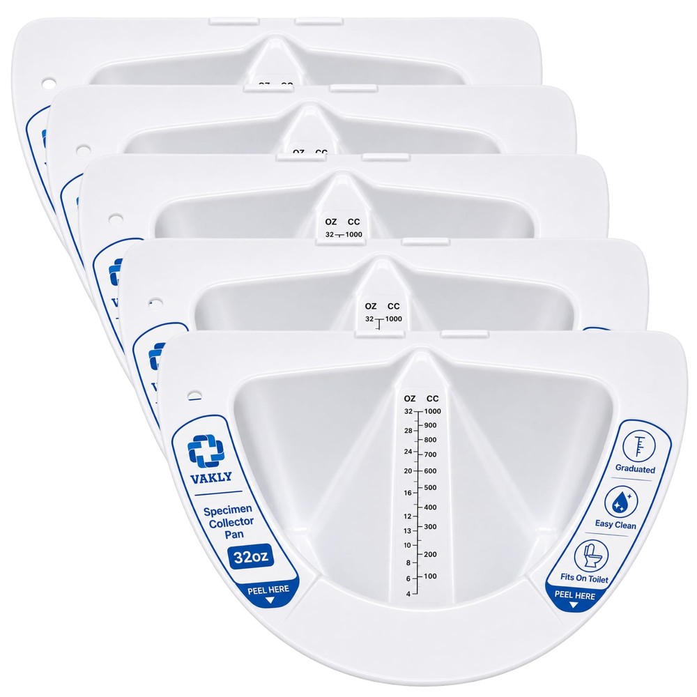 Graduated Specimen Collector Pans [Pack of 5] Toilet Nursing Hat for Urine, Vomi