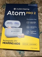 Audien Hearing Atom Pro 2 Rechargeable OTC Hearing Aid- Retails $300 New Sealed