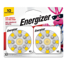 Energizer Hearing Aid Batteries Size 10 Yellow Tab 32 Pack
