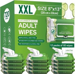 Disposable Washcloths for Adults 720 Count Extra Large with Aloe & Vitamin E