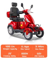 800W Four Wheels Travel Mobility Scooter 60V 20Ah Battery Motor for Adult Senior