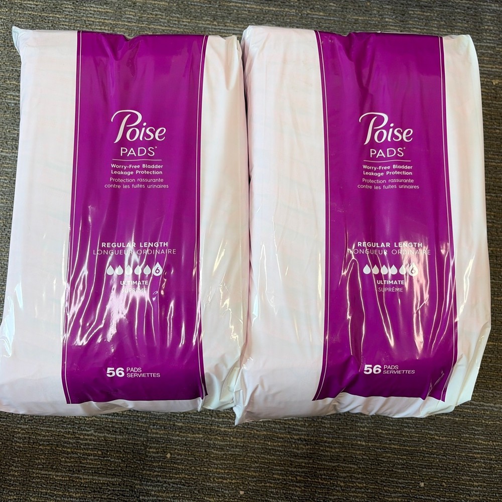 Poise Pads Regular Length Ultimate 2-pack 56 Count Each New In Package