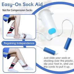 Sock Aid Slider Helper Tool For Seniors Disabled Easy Put On Take Off Pull Kit