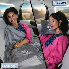 Fendox Travel 2-in-1 Blanket and Pillow – 8×11 inches, Gray