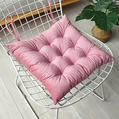 Corduroy Chair Cushion With Strap Solid Color Office Chair Cushion Soft Comforta