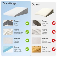 Nordjager Wedge Pillow for Sleeping & – 10 inch, Grey & White