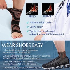 Copper Infused Ankle Support Compression Sleeve Men Women，for Foot Pain Relief