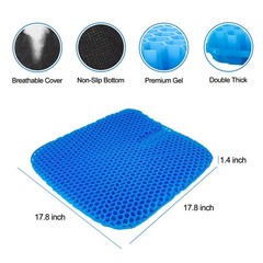 Large Gel Seat Cushion for Long Sitting With Non-Slip Size, Blue