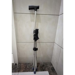 Portable Stainless Steel Folding Walking Cane with Seat Comfortable Soft Handle