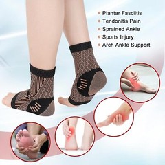 2x Copper Ankle Brace Support for Adults, Foot Pain Relief Achilles Tendonitis