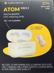 Audien Hearing Atom Pro 2 OTC Rechargeable Hearing Aids, Noise Cancelling
