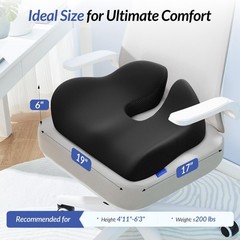 Ergonomic Memory Foam Seat Cushion for Tailbone, Sciatica, Hip Pain Relief