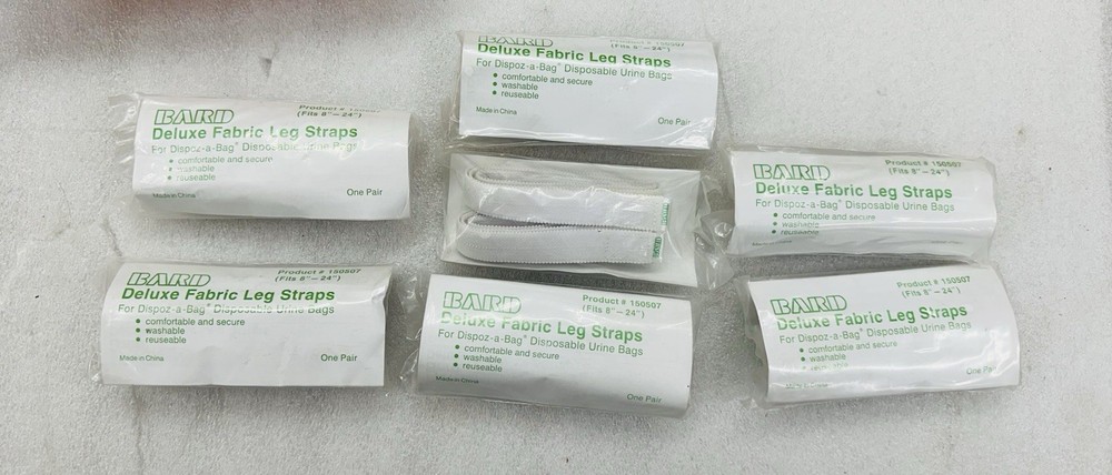 BARD – 7 pair Lot – Deluxe Fabric Leg Straps – Adjustable Fit – 8”-24” – NEW