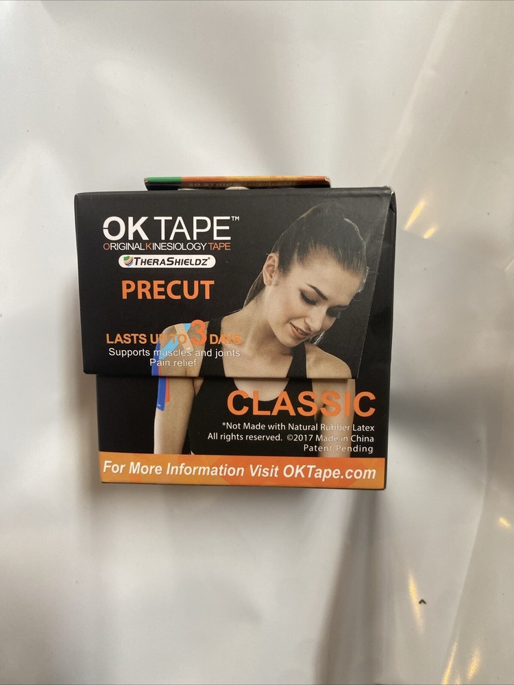 OK TAPE Kinesiology Tape 10 inches Precut, 20 Strips, Cotton Elastic Beige KT