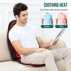 Back Massager with Heat, Memory Foam Chair Massage Pad, 5 Massage New Black