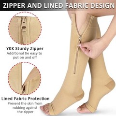 Compression Socks 1/2/3 Pk Stockings 20-30mmHg Knee High Support Open Toe Zipper