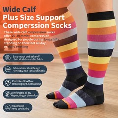 4 Pairs Plus Size Compression Socks for Women & 4X-Large, A2 Assort 4