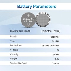 CR1216 Watch Battery CR 1216 3V Lithium Button 5 Count (Pack of 1)