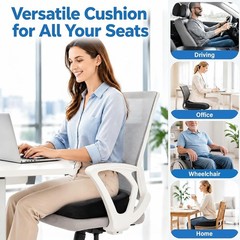 Memory Foam Seat Cushion with Removable Cover – Perfect for Long Hours