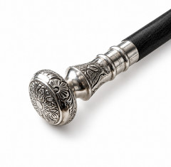 Vintage Ornate Silver Handle Walking Cane – Antique Style Decorative Dress Cane