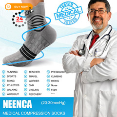 NEENCA Professional Compression Socks, Medical Athletic Large, gray carbon