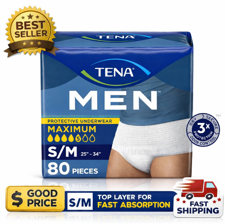 Men’s Maximum Incontinence Underwear S/M 80 Ct 25-34in Waist