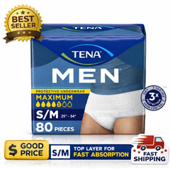 Men’s Maximum Incontinence Underwear S/M 80 Ct 25-34in Waist