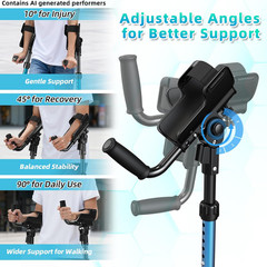 Forearm Crutches for Adults, 3-Angle Adjustable Arm Crutches for Walking, Ergono