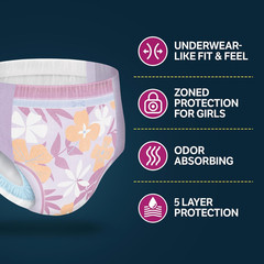 Goodnites Girls‘ Nighttime Bedwetting Underwear, Size Extra Large (95-120 Lbs),