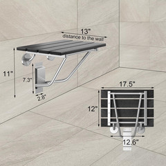 Folding Shower Seat & Chair Wall Mounted for Adults, Fold down Shower Bench & St