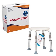 Dynarex 10324 White Aluminum Frame Shower Stool with Blow-Molded Plastic Seat