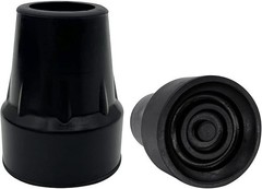 Cane Tips 7/8 Inch Black Natural Rubber Metal Reinforced Pack of 2 Replacement