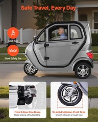VEVOR 3-Wheel Enclosed Mobility Scooter for Seniors 650lbs Capacity 3-Seater