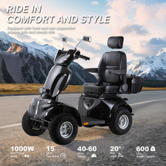1000W Four-Wheel Mobility Scooter Heavy Duty All-Terrain Electric Scooter 600lbs