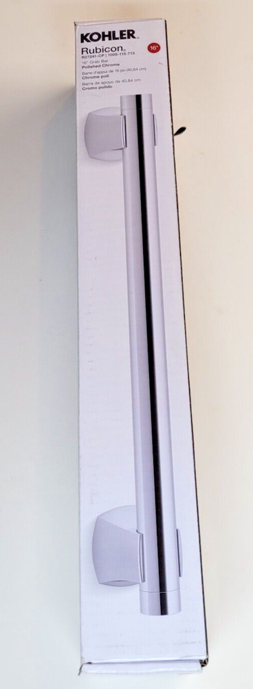 KOHLER Grab Bar 16″ Wall Mounted Corrosion Resistant Metal in Polished Chrome