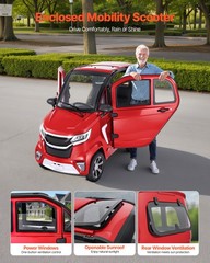 VEVOR 4-Wheel Enclosed Mobility Scooter for Seniors 660lbs Capacity 3-Seater