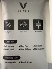 Vlela Copper-Infused Arthritis Compression Gloves Unisex Size Large 1 Pair Black