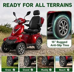1000W Long Range Electric Mobility Scooter 4Wheel All Terrain For Seniors Adults