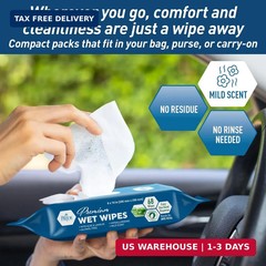 MED PRIDE Premium Wet Wipes – 68 Extra Large 8″x10″ Body Wipes with Aloe & Lanol