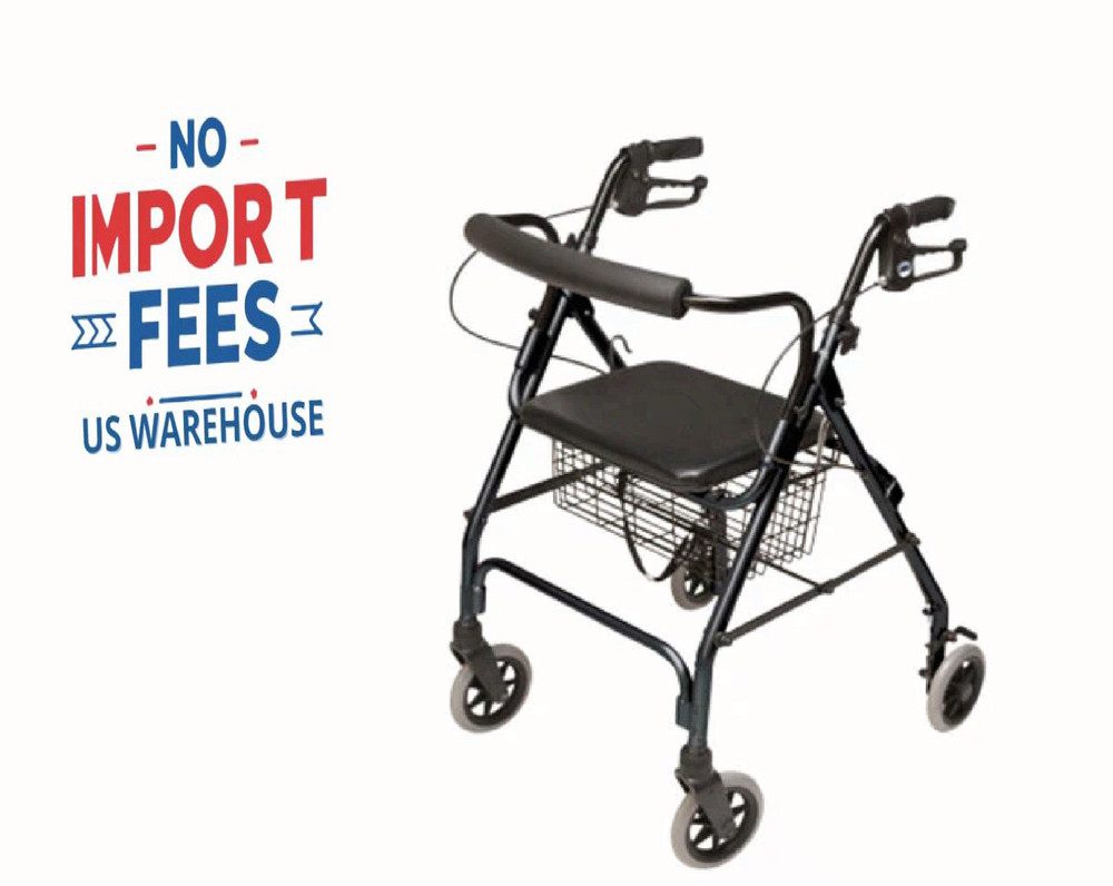 Lumex Walkabout Lite 4-Wheel Rollator Walker Padded Seat 6″ Wheels Lightweight