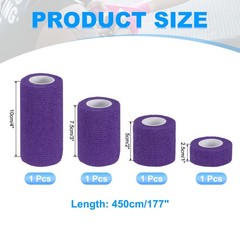 1″/2″/3″/4″ 4 Pcs 5 Yard Self Adhesive Bandage Wrap Self Tape Dark Purple