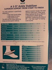 XX Small Spec ASO Ankle Stabilizer – Black, Size XX small New in Box