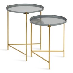 Kate And Laurel Ulani Modern Nesting Side Table Set Of 2 Gray And Gold