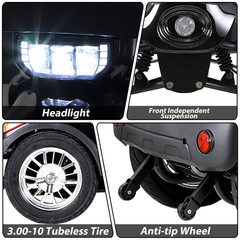 Heavy Duty 4-Wheel Electric Mobility Scooters for Seniors 31 Miles 3-Speed 800W