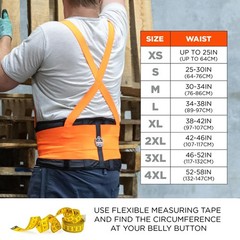 High Visibility Back Support Brace, 8″ Spandex Belt, Removable Straps, Comfort F