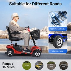 4 Wheels Mobility Scooter Power FoldingTravel Wheelchair Scooter Swivel Seats